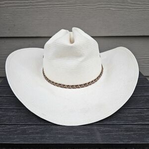 Vtg Stetson 8X Shantung Panama Cowboy Western Rodeo Straw Hat USA Size 6 3/4